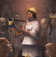 Priestess playing a golden lyre